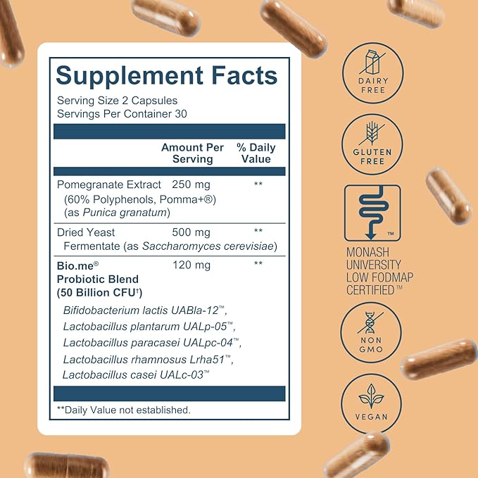 Synbiotic 3-in-1 Prebiotics, Probiotics & Postbiotics for Digestive Health, Gut Health, Immune Support & Bloating Relief for Men & Women - 50 Billion CFU Per Serving - Vegan, 60 Capsules (30 Servings)