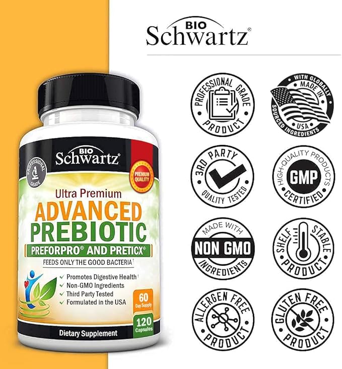 Advanced Prebiotics for Digestive Health - Fast Acting Gut Health Supplement with Clinically Validated Prebiotics for Women & Men for Healthy Gut Flora Bloating & Immune Support - 2 Month Supply