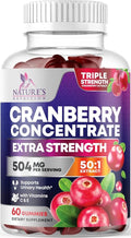 Cranberry Extract 504mg Per Serving - Cranberry Gummies for Urinary Tract Health Support - Helps Cleanse & Protect, Cran Berry Gummy Supplement + Vitamin C, Chewable Cran for Women - 60 Gummies