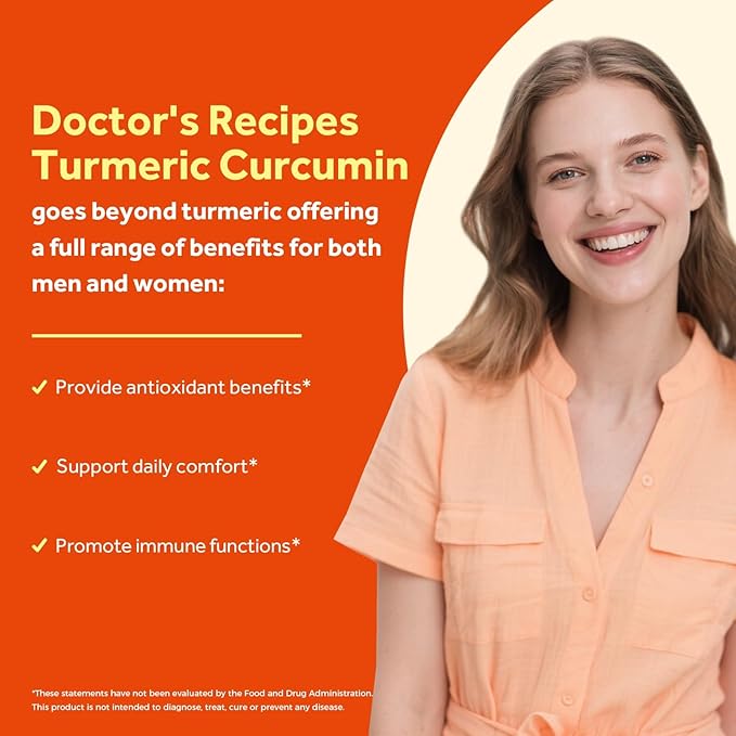 Doctor's Recipes Turmeric Curcumin with Black Pepper Extract, High Absorption Ultra Potency Turmeric Supplement with 95% Curcuminoids, Comfort and Immune Support, Vegan, Non-GMO, 60 Caps