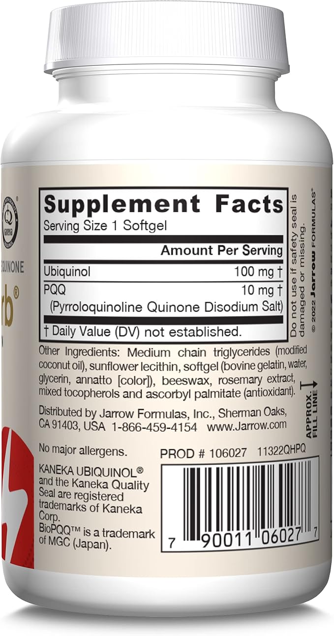 Jarrow Formulas QH-absorb + PQQ - 30 Softgels - Dietary Supplement Supports Mitochondrial Biogenesis, Energy Production & Cardiovascular Health - Up to 30 Servings