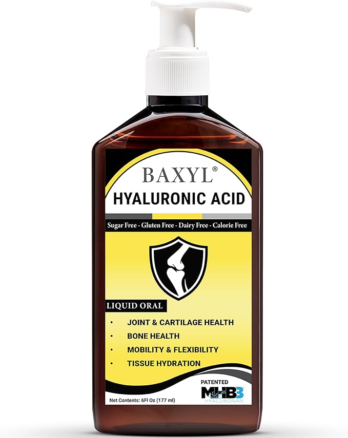 BAXYL Liquid Hyaluronic Acid Supplement for Joint Health - Patented MHB3 Formula for Bone, Skin,Eye Health & to Restore Cartilage - Vegan, Gluten-Free, Non-GMO for Comfort - 30-Day Supply