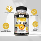 Kaya Naturals Vitamins K2 with D3 5000IU Supplement for Men and Women - Easy to Swallow - Bioperine Capsules (60 Count (Pack of 1)