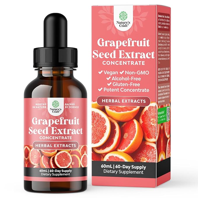 Natures Craft GSE Grapefruit Seed Extract Liquid - One Drop Daily - Super Concentrated Grape Seed Extract Liquid Drops Rich in Bioflavonoids & Polyphenols for Gut Health & Immune Support - 2 Fl Oz