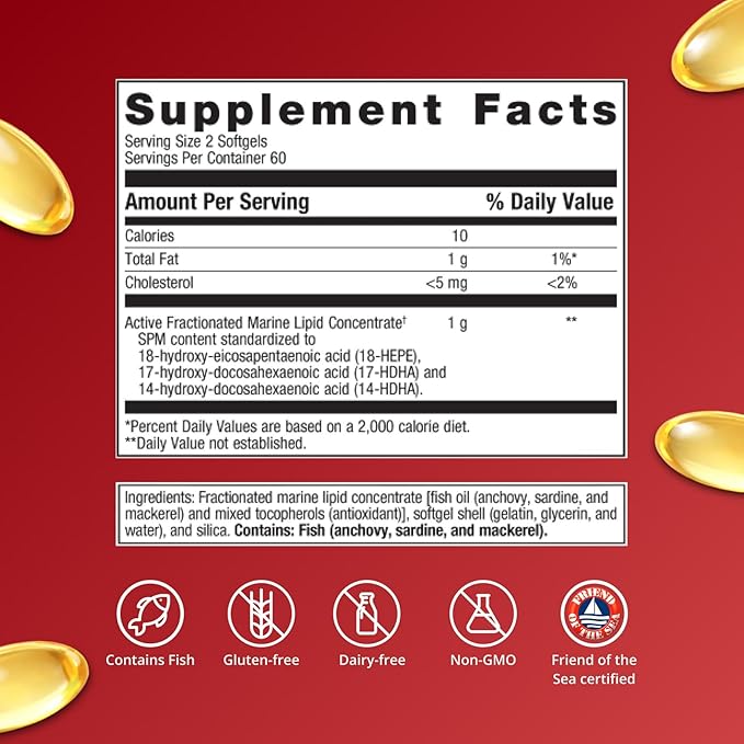 Metagenics SPM Active - Specialized Pro-Resolving Mediators from Marine Oils - Supports Normal Inflammatory Response, Tissue Health, Joint Comfort, Immune Health - Non-GMO, Gluten-Free - 120 Softgels