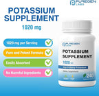 Puregen Labs Potassium Bicarbonate Supplement 1020 mg | Non-GMO | Gluten Free | 240 Vegetarian Capsules