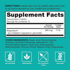 Qunol Magnesium Glycinate 300mg, 100% Glycinate Chelated Magnesium Supplement, 150ct Tablets
