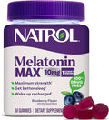 Natrol Melatonin 10mg Sleep Aid Supplement, 50 Count MelatoninMax Gummies, Blueberry Flavor, 10 mg Melatonin Gummies for Occasional Sleeplessness, 50 Day Supply