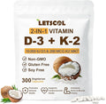 2-in-1 Vitamin D3 K2 Supplement Capsules, Vitamin D3 10000 IU and Vitamin K2 200 mcg, K2 MK7 with D3 Vitamin Supplement Support Immune, Heart, Joint, Teeth & Bone Health