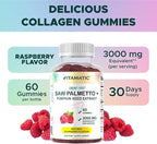 Vitamatic Saw Palmetto & Pumpkin Seed Gummies – Sugar-Free Botanical Extract – Natural Raspberry Flavor – Vegan, Non-GMO, Plant-Based Gummies – 60 Count