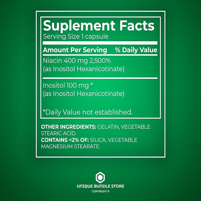 Niacin Flush Free 500mg – 60 Capsules, Vitamin B3 Niacinamide Supplement, Nicotinamide 500 mg, B3 Vitamins for Men and Women, Gluten Free (Pack of 2)