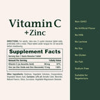Nature's Bounty Vitamin C + Zinc, Vitamin Supplement, Supports Immune Health, 60 mg, 60 Tablets
