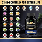 NAD Supplement,1500mg NAD+ Supplement with Resveratrol,Nicotinamide,Quercetin,CoQ10,Support Energy & Repair, Vitality,Non-GMO, No Fillers(110 Capsules)