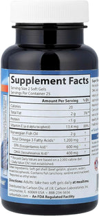Carlson - Super Omega-3 Gems, 1200 mg Omega-3s, Wild Caught, Sustainably Sourced, 50 soft gels