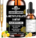 Methylfolate 15mg with Methyl B12 Liquid Drops | Active 5-MTHF Folate & B Complex Vitamins (B2 Riboflavin & B6) | Lemon Flavor Sublingual丨MTHFR Support Supplement for Methylation Mood & Energy–2 fl oz