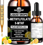 Methylfolate 15mg with Methyl B12 Liquid Drops | Active 5-MTHF Folate & B Complex Vitamins (B2 Riboflavin & B6) | Lemon Flavor Sublingual丨MTHFR Support Supplement for Methylation Mood & Energy–2 fl oz