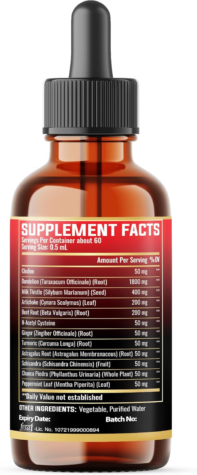 12in1 Dandelion Root Liquid Extract with Milk Thistle, Artichoke Extract, Turmeric, Beet Root, N-Acetyl Cysteine and 6 More Herbals - 1 Fl Oz - 60 Days Supply