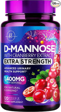 Organic D Mannose 1300mg per Serving Supplements - Extra Strength D-Mannose Capsules with Cranberry - for Natural Gentle Cleansing & Urinary Tract Health Support - Bottled in USA - 120 Capsules