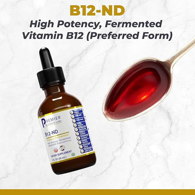 Premier Research Labs B12-ND - Vitamin B12 Liquid, B12 Vitamins, B12 Drops, B-12 Tincture with Methylcobalamin, Adenosylocobalamin, Hydroxcobalamin, 1000 mcg B12 Per Serving - 2 Fl Oz