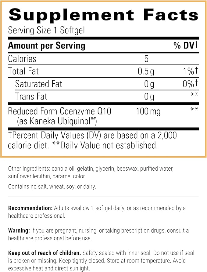 Integrative Therapeutics UBQH (100 mg) - Cellular Energy Support Supplement* - Dairy-Free - 60 Softgels (60 Servings)