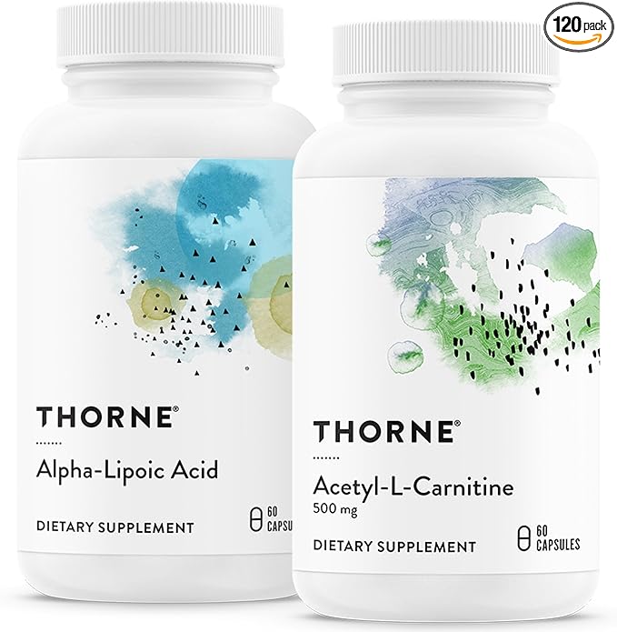 THORNE - Antioxidant Nerve Support Duo - Alpha-Lipoic Acid & Acetyl-L-Carnitine Bundle - 60 Servings
