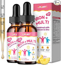 Liquid Iron Supplement for Kids, Women & Men - with Calcium, Zinc, Kids Multivitamin with Iron Drops - Blood Builder & Energy Support for Iron Deficiency, Anemia, Pineapple Flavor 4 Fl Oz