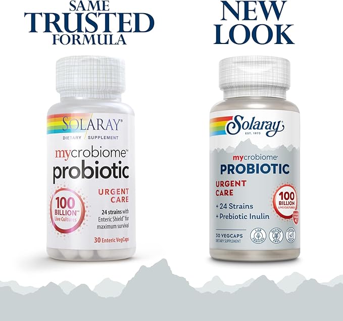 SOLARAY Mycrobiome Probiotic Urgent Care | Formulated to Support Healthy Digestion, Immune Function & More | 100 Billion CFU | 30 VegCaps