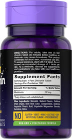 Carlyle Melatonin 12 mg Fast Dissolve 180 Tablets | Drug Free | Natural Berry Flavor | Vegetarian, Non-GMO, Gluten Free