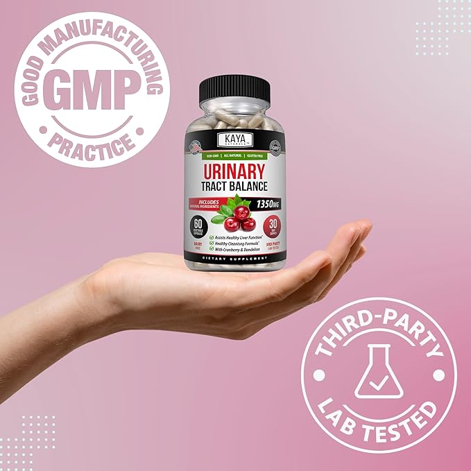 Kaya Naturals - D-Mannose - Urinary Tract UT Cleanse & Bladder Health - Made with Cranberry, Hibiscus & Dandelion Root - D Mannose Capsules Cranberry Supplement - 60 Veggie Capsules