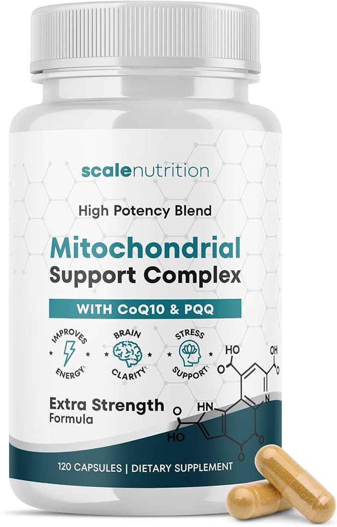 Mitochondrial Support Complex – Energy, Focus & Brain Clarity Support – CoQ10, PQQ, Acetyl-L-Carnitine – Cellular Energy & Stress Support Supplement - 120 Capsules