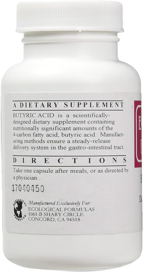 Ecological Formulas Calcium Magnesium Butyrate (Btyric Acid), Supports Gut Health. 1-Pack, Cream, 90 Capsules