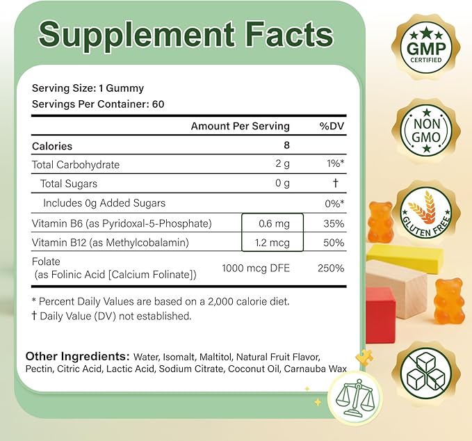 ABYSSUS Folinic Acid for Kids Gummies, Methylated B-Complex for Children, Maximum Absorption Supplement for Brain, Focus & Healthy Growth, Non-GMO, 60 Gummies