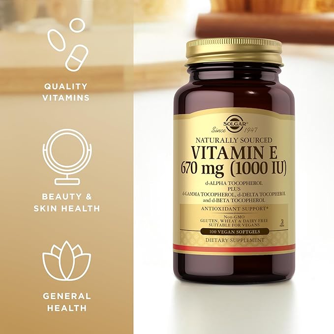 Vitamin E 670 mg (1000 IU) Solgar 100 Vegan Softgel