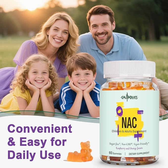 2Pcs NAC Supplement 1000mg for Adults & 500mg for Kids, Nac Supplement N-Acetyl Cysteine Gummies, Antioxidant Support, Vegan, Non-GMO, Sugar-Free – 120 Gummies