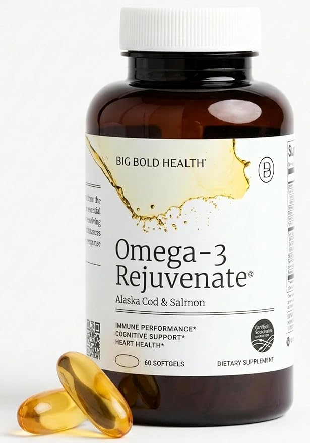 BIG BOLD HEALTH Omega-3 Rejuvenate Wild Alaskan Fish Oil Supplement with PRMs ⎹ EPA, DHA, & DPA Fatty Acids ⎹ Vitamins A and D to Support Immune Balance & Brain Wellness (60 Softgels)