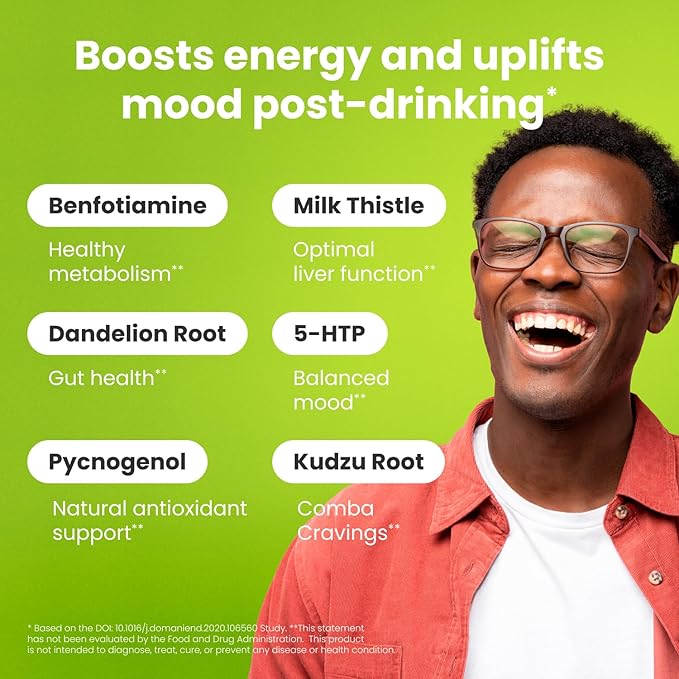 NoMoreDrinks Anti Alcohol Craving Supplement | Liver Detox & Combat Cravings | Energy Support Alcohol Replacement Drink | Organic Milk Thistle Supplement & Dandelion Root & 5HTP | (40) Energy Pills