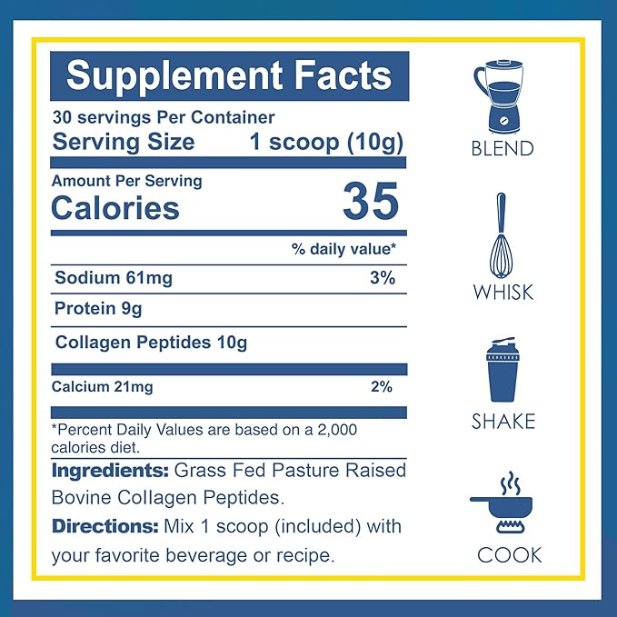 Zammex Premium Collagen Peptides Powder, Hydrolyzed Collagen Peptide, Support for Hair Skin Nails, Joints Health, Grass Fed, Non-GMO, Keto Friendly, Gluten-Free, Easy to Digest, 30 Servings