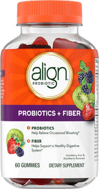 Align Probiotic, Probiotics + Fiber Gummies, Probiotics Help Relieve Occasional Bloating*, Fiber Helps Support a Healthy Digestive System*, #1 Doctor Recommended Probiotic Brand‡, 60 Gummies