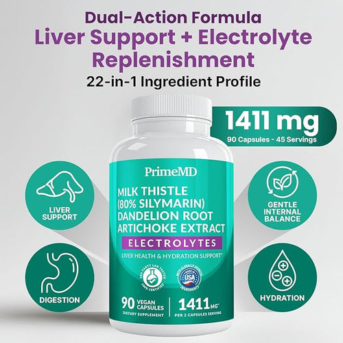 22-in-1 Liver Support Capsules – Supplement with Milk Thistle, NAC, Electrolytes & BioPerine Supplement – Smart Dose for Your Natural Filtration & Daily Hydration – 90 Vegan Capsules (Pack of 1)