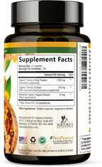 Turmeric Curcumin Supplement 1500mg - Organic Tumeric & BioPerine Black Pepper for Best Absorption with 95% Curcuminoids, Nature's Joint & Immune Support, Non-GMO, Bottled in USA - 360 Capsules