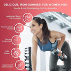 Iron Gummies with Zinc, Calcium, Vitamin C, B6 & B12 | Iron Supplement for Women, Men & Kids | Supports Anemia & Deficiency, Blood Builder & Cell Formation | Chewable Peach Flavor, 60 Gummies