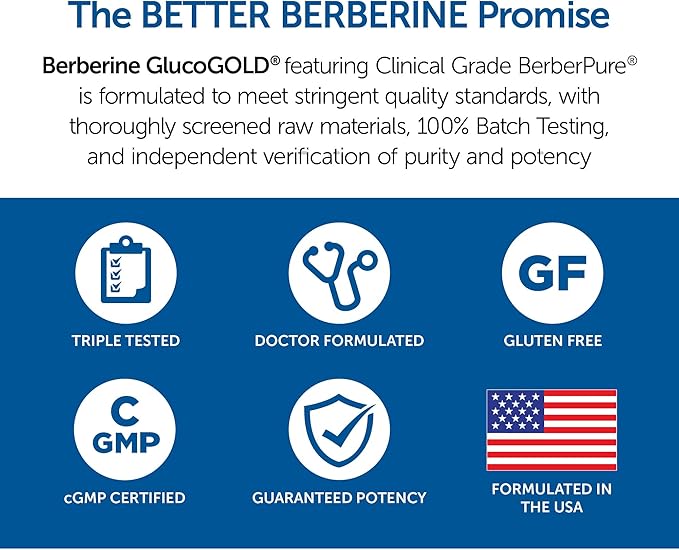 Dr. Whitaker’s Berberine GlucoGold Supplement with 1500 mg per Day of BerberPure Berberine, Concentrated Cinnamon, Crominex Chromium and Banaba Leaf Extract (90 Tablets)