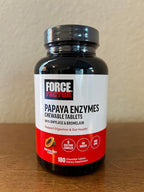 Force Factor Papaya Enzymes Complex, Digestion Supplement and Bloating Relief with Amylase and Bromelain, Support Healthy Digestion, Sugar Free, Non-GMO, Tropical Fruit Flavor, 180 Chewable Tablets