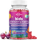 Kids Magnesium Glycinate Gummies - Magnesium Supplement Gummies with L-Theanine, Chamomile, Licorice, Vitamin B6, D for Kids & Adults Sleep, Stress, Muscle Relief & Nerve Bone - Sugar Free Grape 60ct