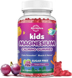 Kids Magnesium Glycinate Gummies - Magnesium Supplement Gummies with L-Theanine, Chamomile, Licorice, Vitamin B6, D for Kids & Adults Sleep, Stress, Muscle Relief & Nerve Bone - Sugar Free Grape 60ct
