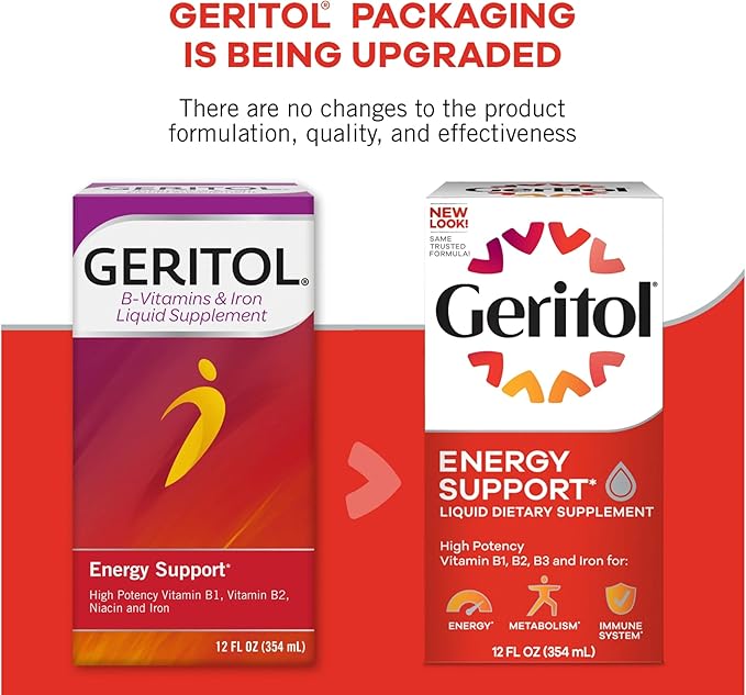 Geritol Liquid Energy Support B-Vitamins,12 Fl Oz (Pack of 2)