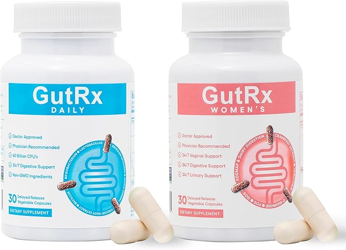 Daily Probiotics for Women & Men with Bifidobacterium Longum & Prebiotics for Gut Health + Probiotic for Women with Cranberry, D-Mannose & Prebiotics to Support Vaginal, Urinary & Digestive Health