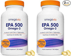 OmegaVia EPA 500, Purified Omega-3 Fish Oil Supplement, 500 mg EPA in Triglyceride Form, Burpless Fish Oil, Non-GMO, Gluten-Free, IFOS 5-Star, 120 Softgels (Pack of 2)