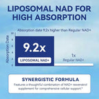 XKQ NAD Supplement, Liposomal NAD with Resveratrol｜NMN Supplement | NAD+ Supplement Resveratrol for Men & Women |, NAD Plus Supplement 910mg,60 Servings,Take 2 Daily