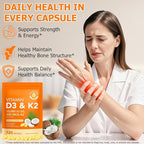 Vitamin D3 K2, D3 K2 Vitamin 10000 iu Supplement With Coconut Oil Softgels, 2 in 1 Formula 200 mcg (MK-7) Complex Softgels Support Calcium Absorption, Immune, Bone Health D3 K2 Vitamin - 120 Softgels